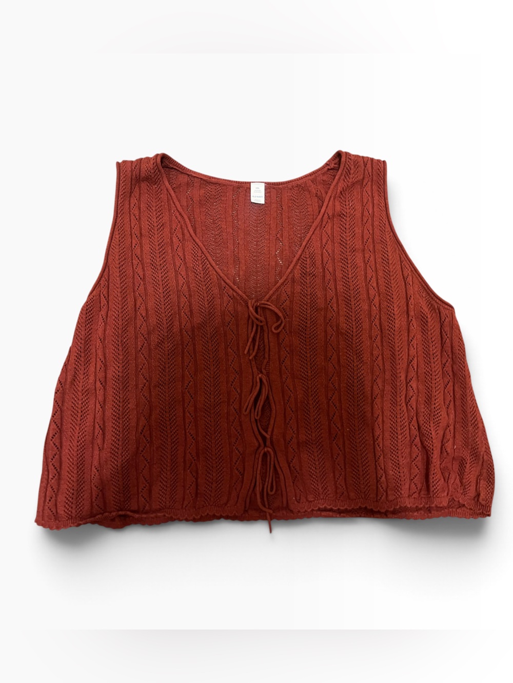 Old Navy Open Knit Tie-Front Top Rust XXL